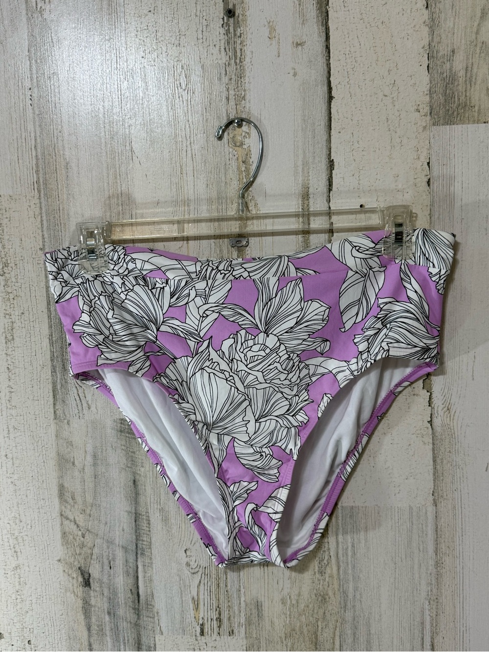 High-Waist Floral Bikini Bottoms - Purple Floral - Picture 3 of 8